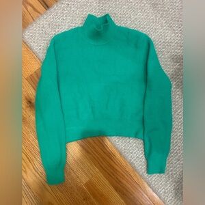 Zara Teal Turtleneck Cropped Sweater